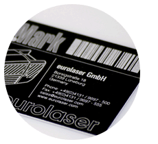 Precise laser inscriptions on labels and type plates