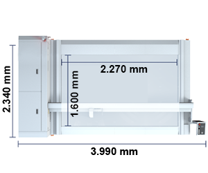 Dimensões do Sistema de Corte a Laser XL-1600